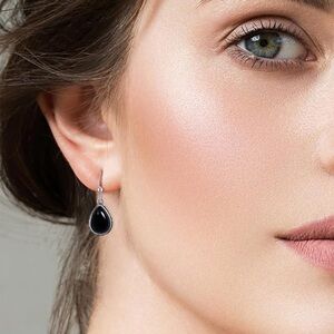 HUITAN Earrings Silver Teardrop Vintage Earrings Red Crystal Hanging Earrings